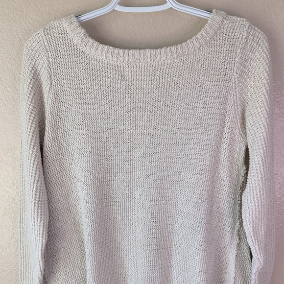 Anthropologie Ruby Moon Boho Cream Textured Exposed Hem Pullover Sweater Size M - Picture 4 of 7